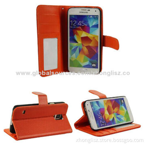 Foldable PU leather mobile phone case for Samsung S5
